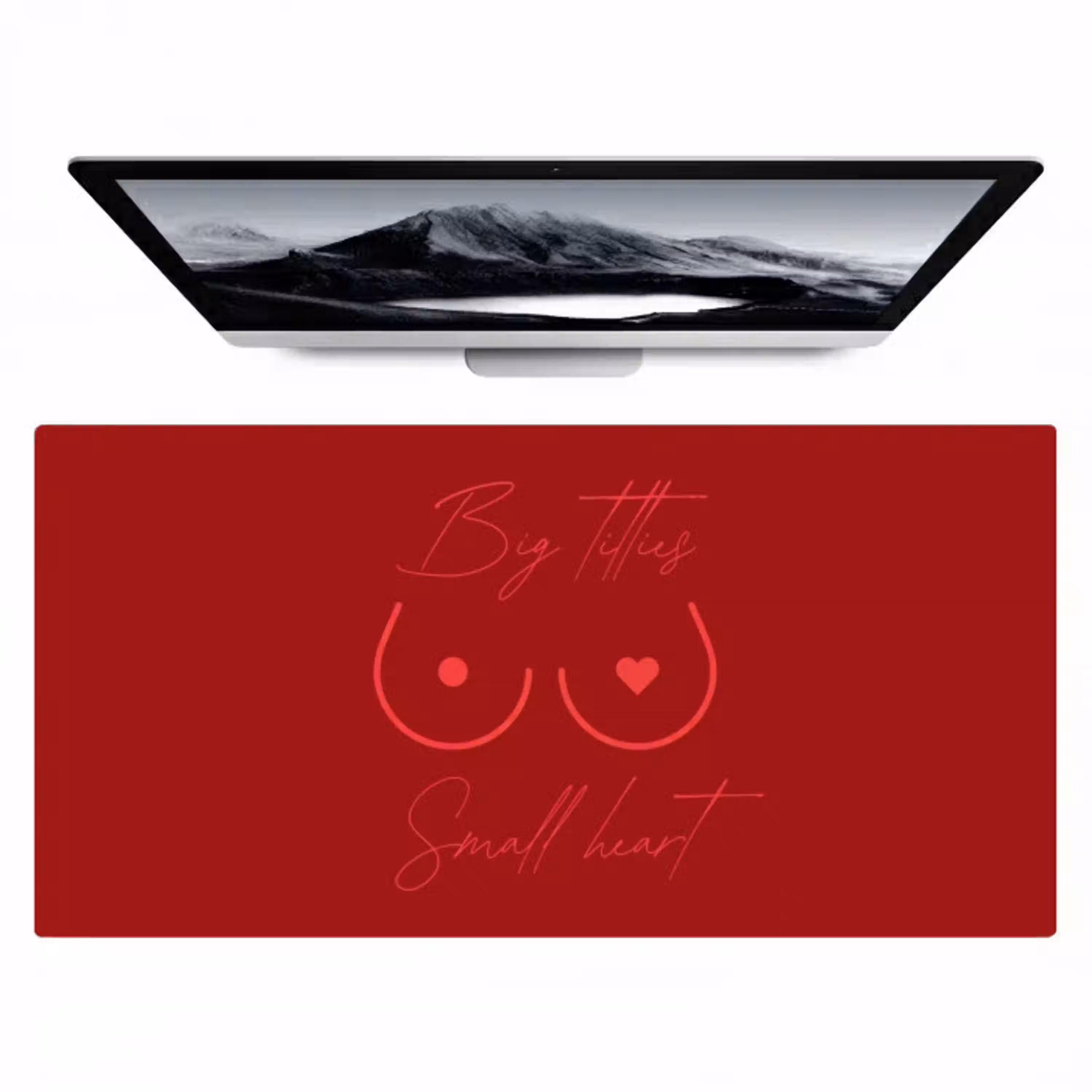 Big titties small heart - Rood - Hart Muismat XXL klein -zzz3d