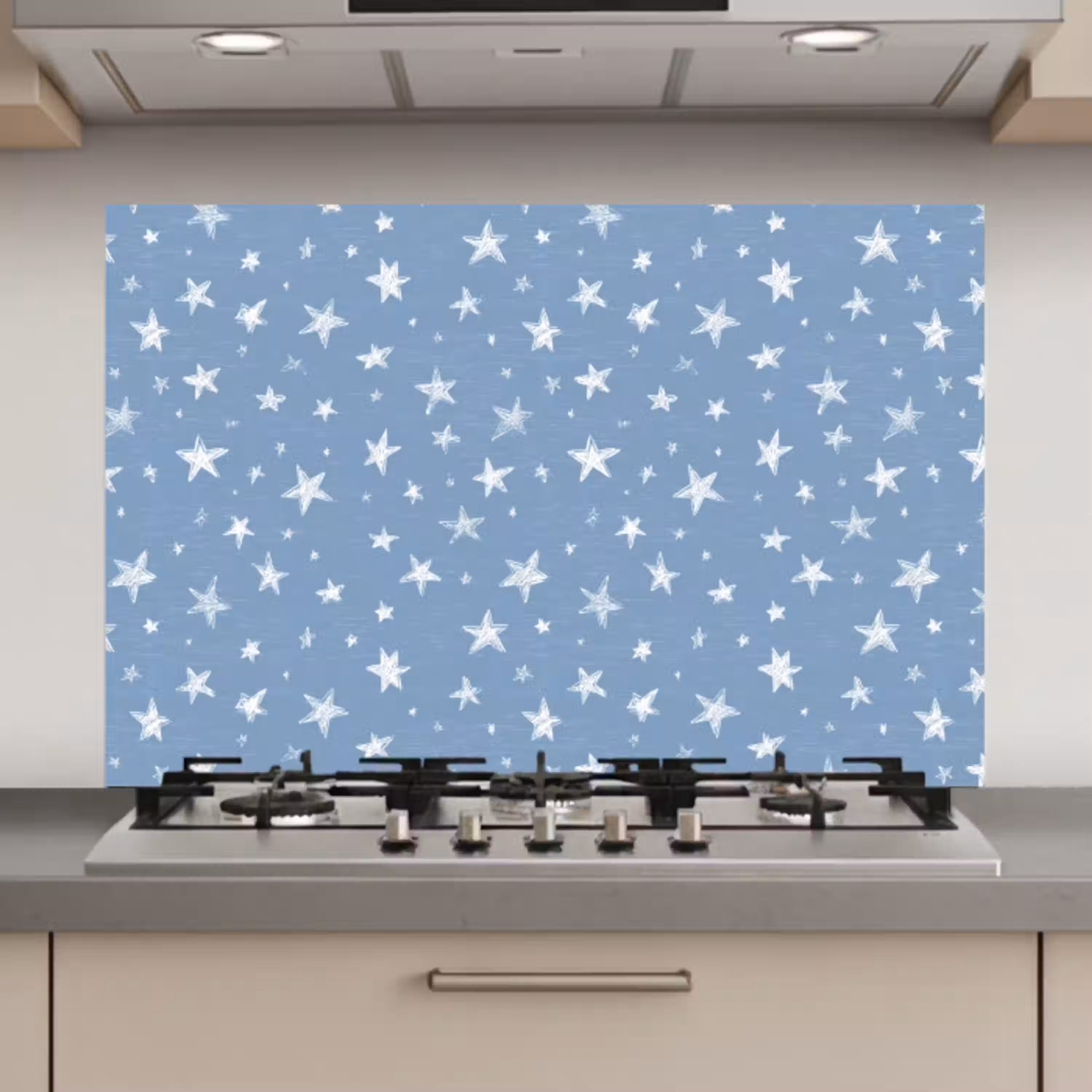 Sterretjes - Patroon - Blauw keuken achterwand spatscherm klein 900 -3d_website