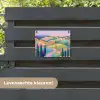 Landschap - Paars - Pastel - Huizen tuinposter los doek klein -sfeer3