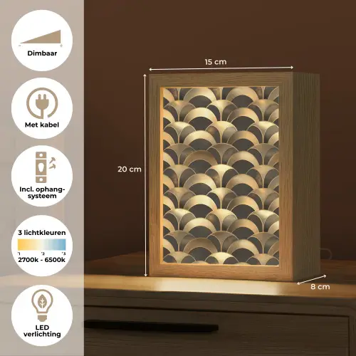 Schubben - Structuur - Goud Light Box met kabel (Tafellamp) klein 925 -USP_NL