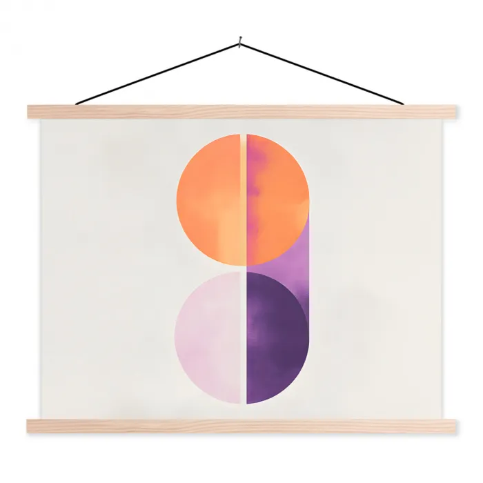 Cirkels - Abstract - Paars textielposter latten blank klein -3d