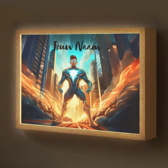 Superhelden - Kinderen - Jongens Light Box met batterij (Wandlamp kind) middel -z3d_website