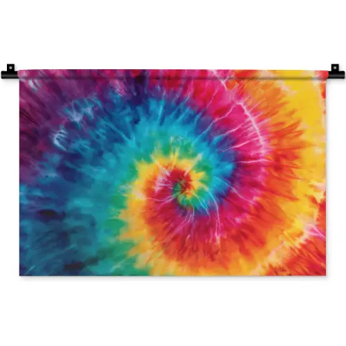 Regenboog - Tie dye - Kleurrijk - Blauw Wandkleed katoen klein -zz3d