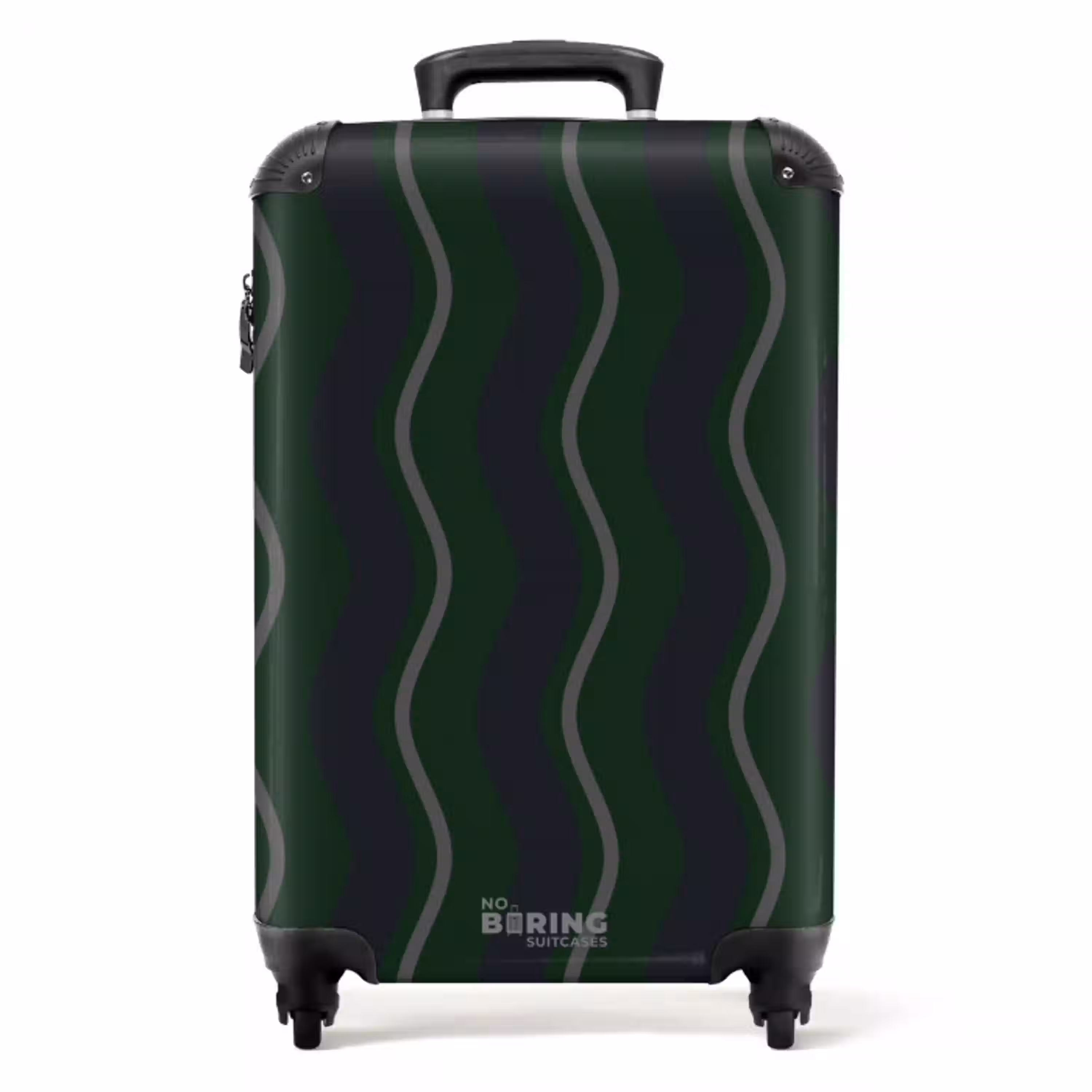 Golvende strepen in groen met grijs NBS - Handbagage koffer - Unisex middel -productfoto_recht