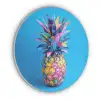 Ananas - Blauw - Tropisch - Vrolijk Akoestische PET Vilt - Rond klein -3d