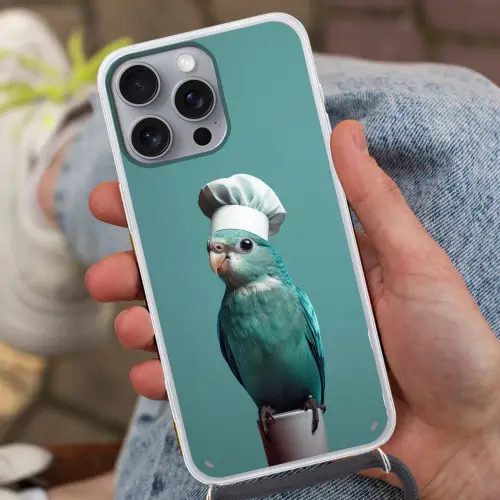 Parkiet - Vogel - Koksmuts - Cute Hoesje iPhone 16 Pro Max met koord klein -sfeer3