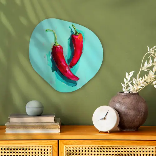 Chilipepers - Geverfd - Rood Wandcirkel Organisch Forex 3mm klein -sfeer2
