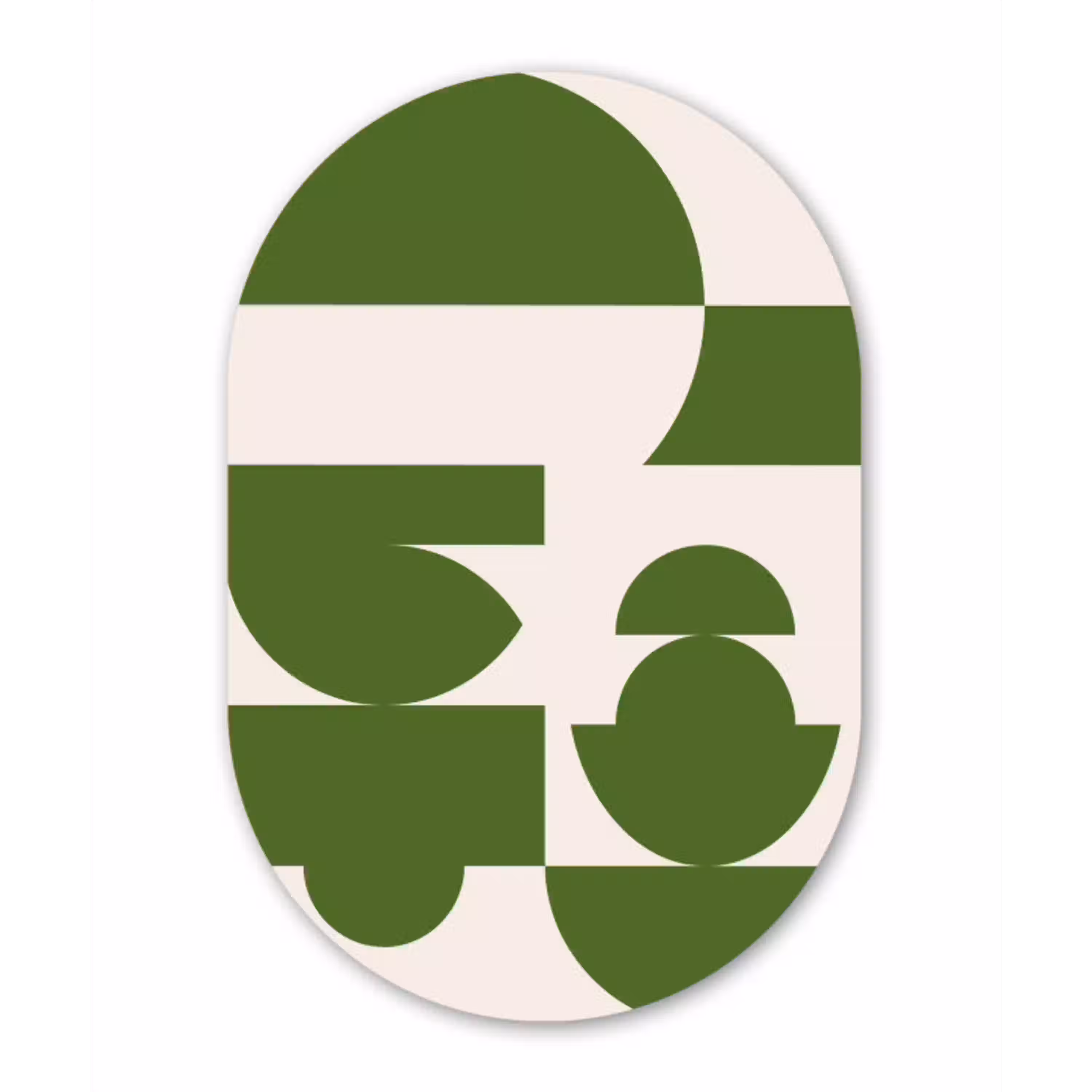 Abstract - Geometrie - Modern - Groen - Wit Wandcirkel Ovaal Aluminium middel -3d