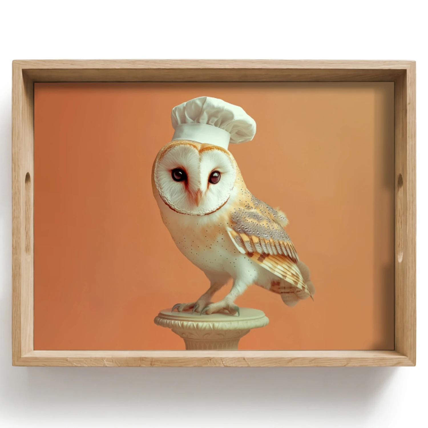 Tray - Barn owl - Cook's hat - Orange - Bird | KitchenYeah.co.uk