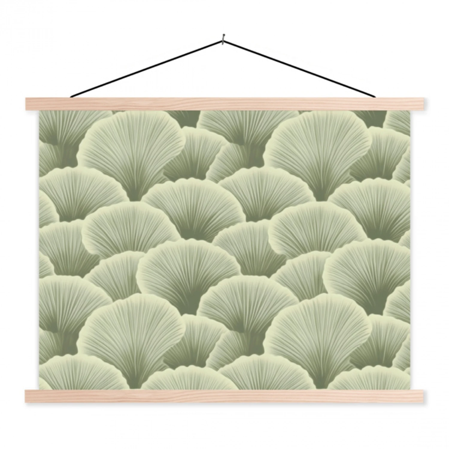 Waaier - Blad - Groen textielposter latten blank klein 122 -3d