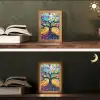Boom - Kleurrijk - Bloemen - Kunst - Abstract Light Box met kabel (Tafellamp) klein -sfeer3