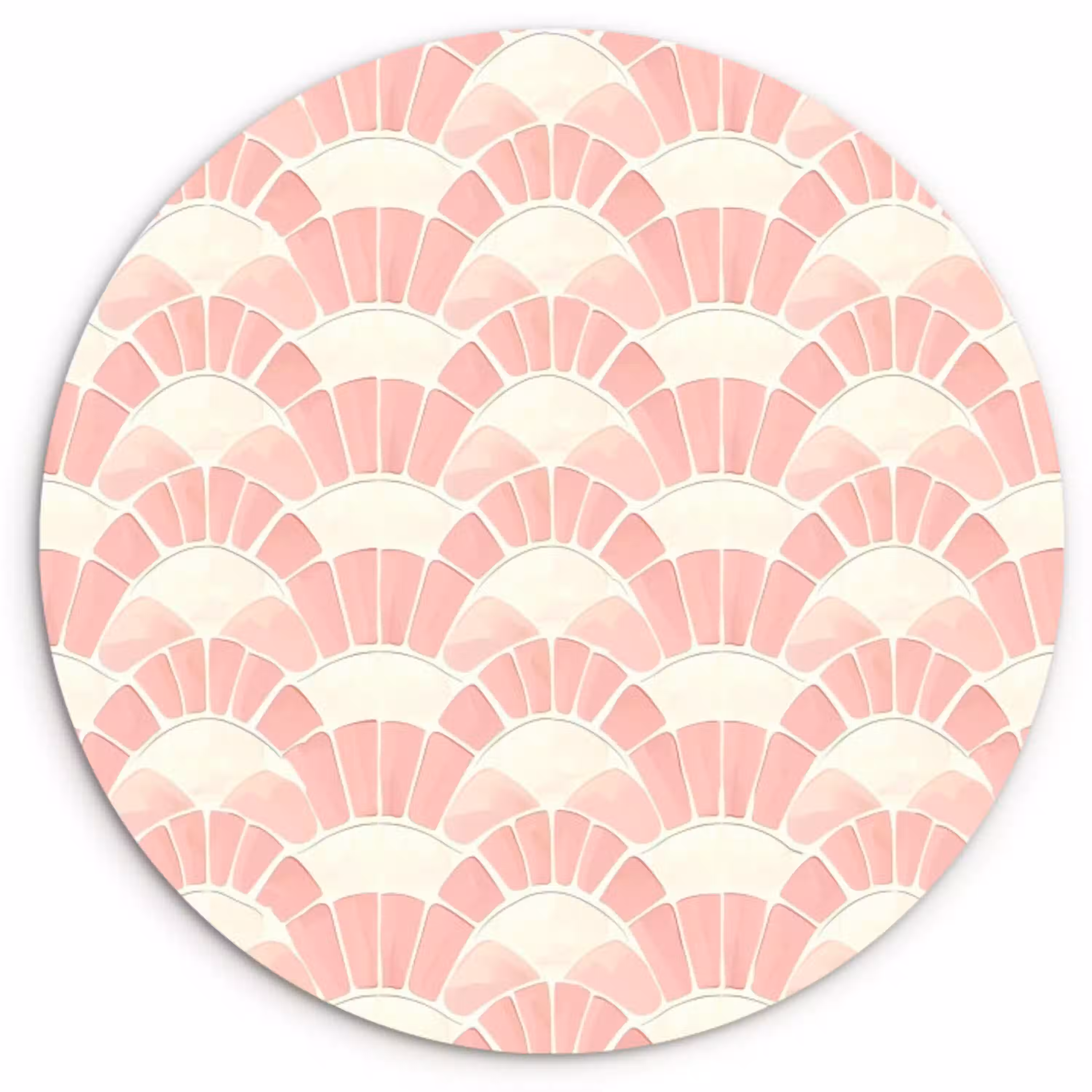 Roze - Waaiers - Mozaïek - Patroon Wandcirkel plexiglas klein 852 -3d