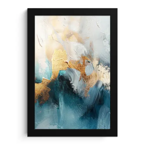Abstract - Kunst - Gold - Blauw fotolijst zwart zonder passe partout klein -3d