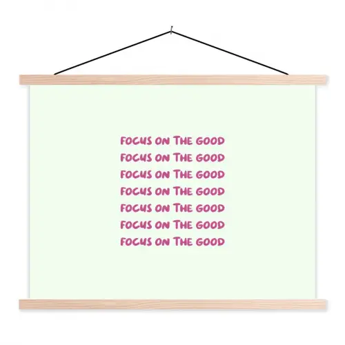 Focus on the good - Roze textielposter latten blank klein -3d