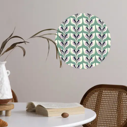 Retro - Modern - Groen Wandcirkel behangsticker klein 186 -sfeer3