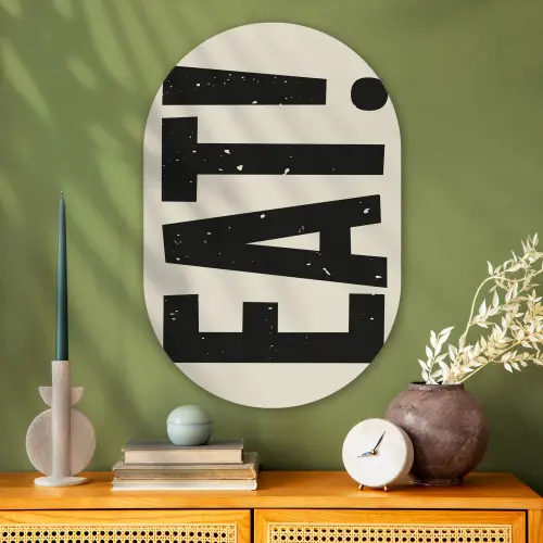 Eten - zwart - Japandi - Wit Wandcirkel Ovaal Glas middel -sfeer2