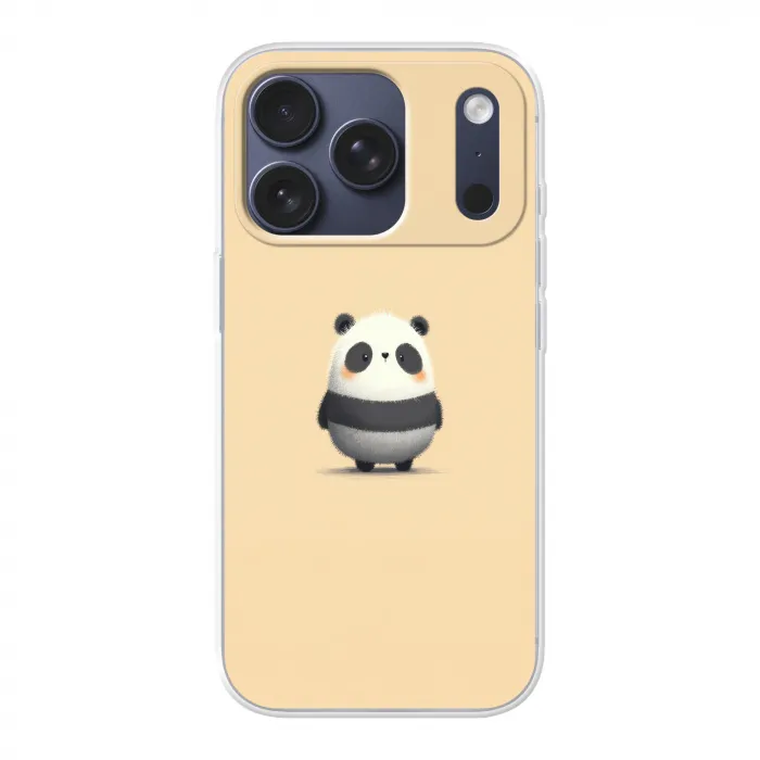 Panda - Beige - Minimalistisch Telefoonhoesje iPhone 17 Pro klein -3d