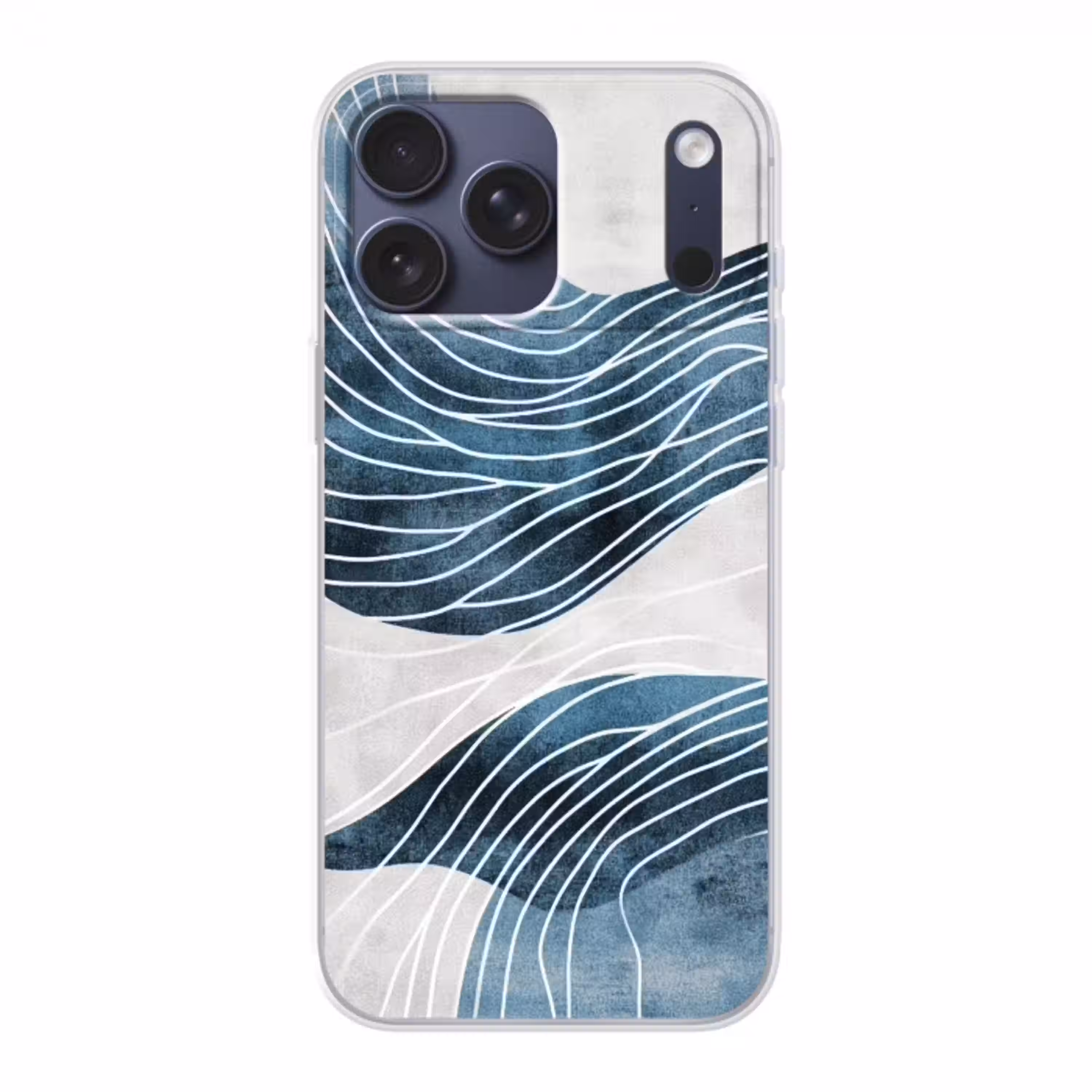 Lijnen - Golven - Abstract - Blauw Telefoonhoesje iPhone 17 Pro Max klein -3d