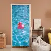 Badeend - Dobberend - Roze deurposter klein -sfeer1