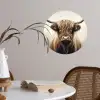 Schotse hooglander - Hoorns - Landschap Wandcirkel behangsticker klein -sfeer3