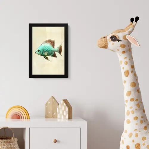 Schubben - Vis - Mint - Minimalistisch fotolijst zwart zonder passe partout klein -usfeer4_kinderkamer