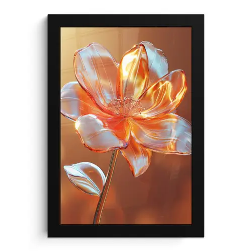 Glazen - Bloem - Zonlicht fotolijst zwart zonder passe partout klein -3d