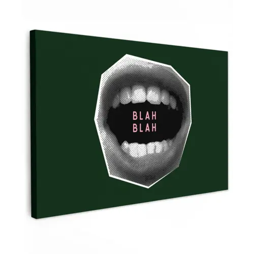 Mond - Groen - Illustratie - BLAH BLAH canvas 2cm klein -z3d