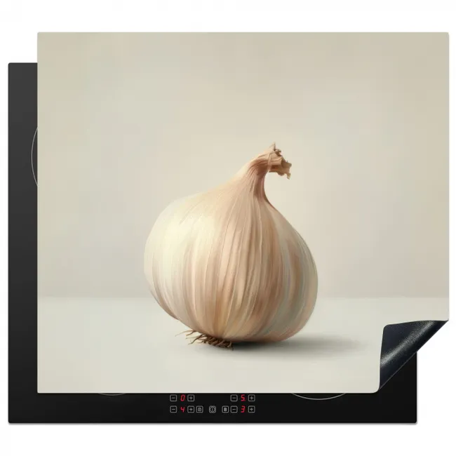 Knoflook - Natuurlijk - Beige Inductie beschermer vinyl 3mm middel -3d