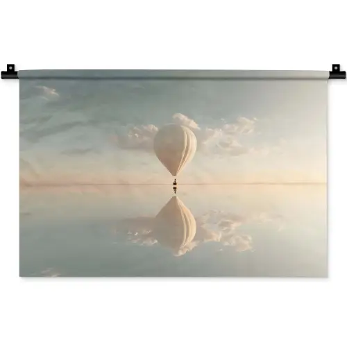Luchtballon - Wolken - Water - Blauw Wandkleed katoen klein -zz3d