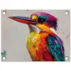 Ijsvogel - Paars - Penseelstreken - Kleurrijk tuinposter los doek klein -3d