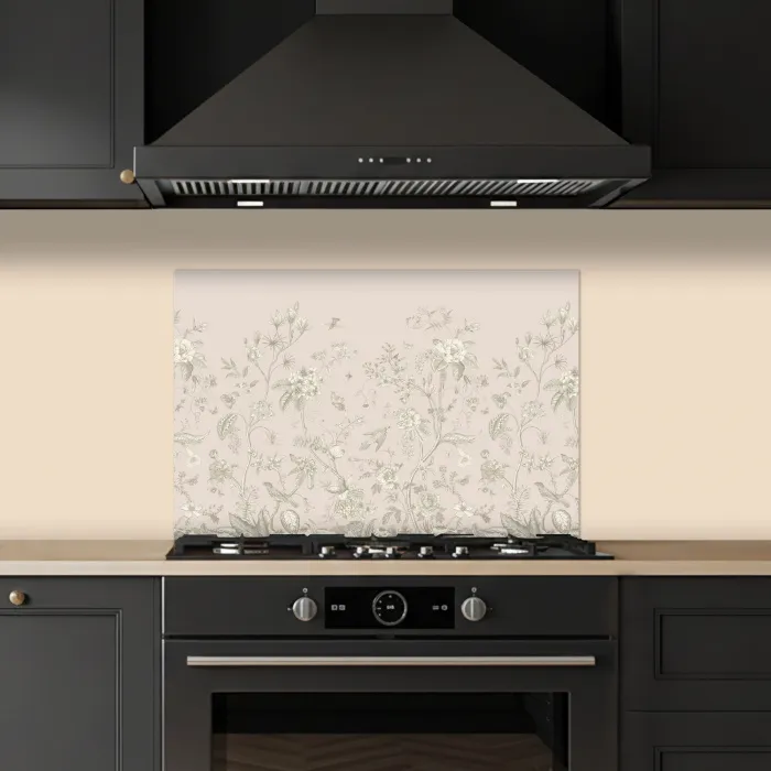 Bloemen - Beige - Botanisch - Vintage keuken achterwand spatscherm klein -sfeer1