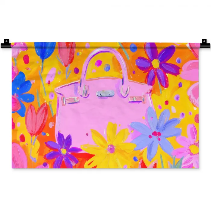 Tas - Roze - Bloemen Wandkleed katoen klein -zz3d