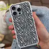 Zebra - Patroon - Blauw - Beige Hoesje iPhone 16 Pro Max met koord klein 804 -sfeer3