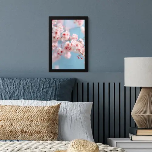 Takken - Bloesems - Roze fotolijst zwart zonder passe partout klein -sfeer3