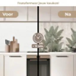 Bananenbladeren - Beton - Groen keuken achterwand 2 middel -voor-na2_NL
