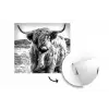 Schotse hooglander - Natuur - Koe - Zwart - Wit fotobehang vinyl groot -3d