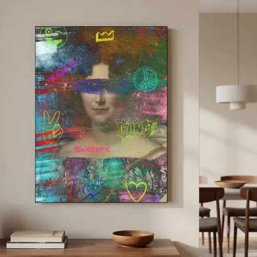 Johanna Henriette Engelen - Dubois Drahonet - Graffiti Textielframe zwart klein -sfeer2