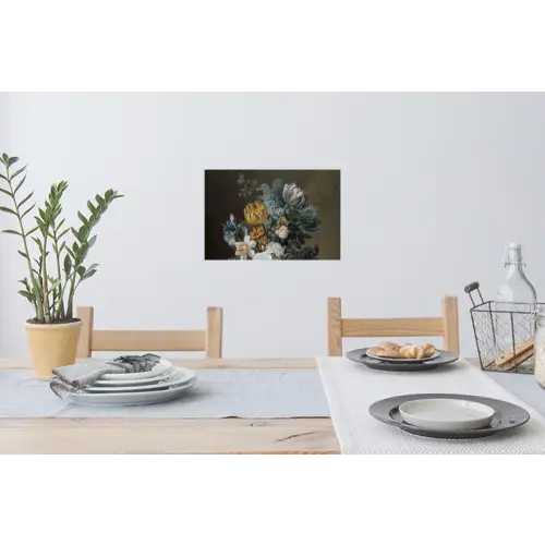 Stilleven met bloemen - Schilderij van Eelke Jelles Eelkema Muursticker klein -eettafel