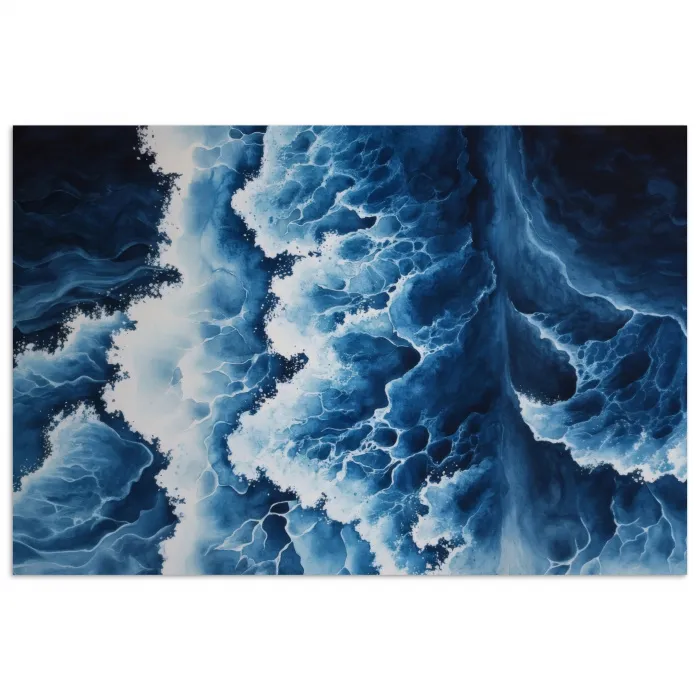 Golven - Blauw - Schuim poster papier klein -3d