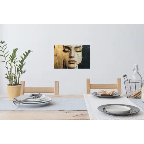 Abstract - Goud - Gezicht - Lippen Muursticker klein -eettafel