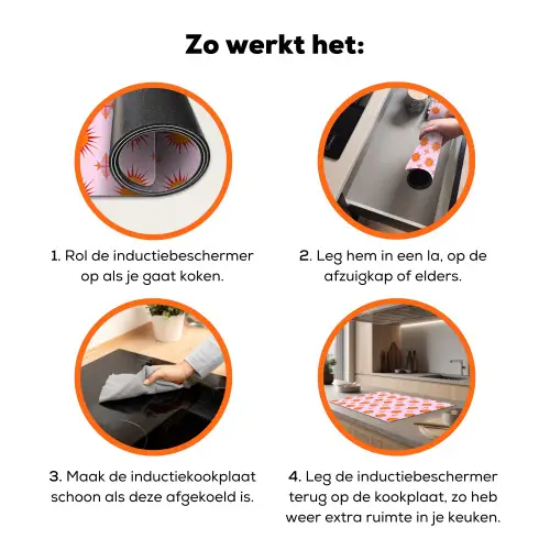 Zon - Patroon - Roze Inductie beschermer vinyl 3mm klein 276 -zzzzzzz-td-werking