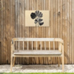Zwart - Bladeren - Strepen - Minimalistisch Tuinposter op houten frame 2 cm dik klein -sfeer4