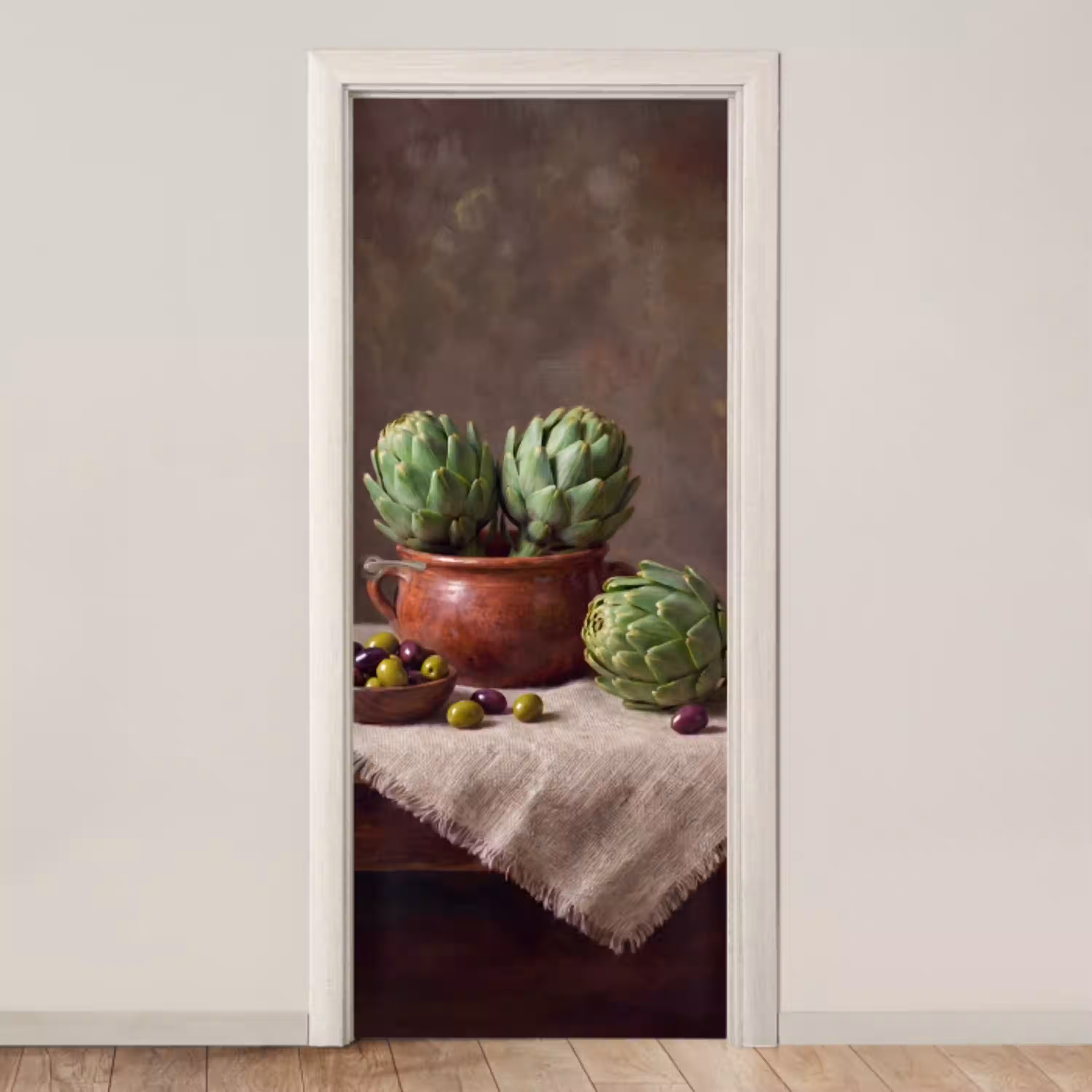 Artisjokken - Olijven - Eten deurposter klein -3d_beige