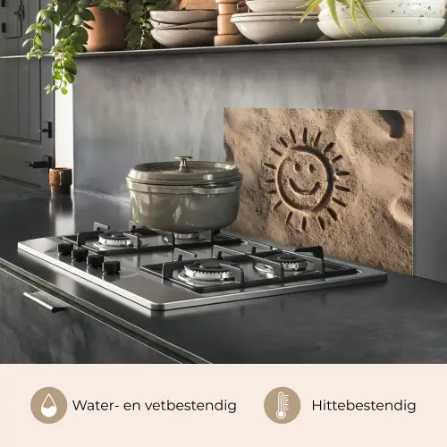 Gezichtje - Zon - Zand - Getekend keuken achterwand spatscherm klein -usp_NL