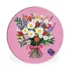 Bloemen - Quote - Kaartje - Kleurrijk Wandcirkel aluminium klein -3d