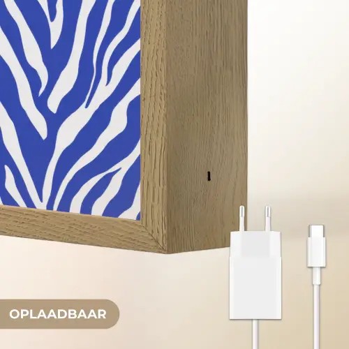 Zebra - Patroon - Kobalt - Blauw Light Box met batterij (Wandlamp) middel 907 -USP_websiteoplaadbaarNL