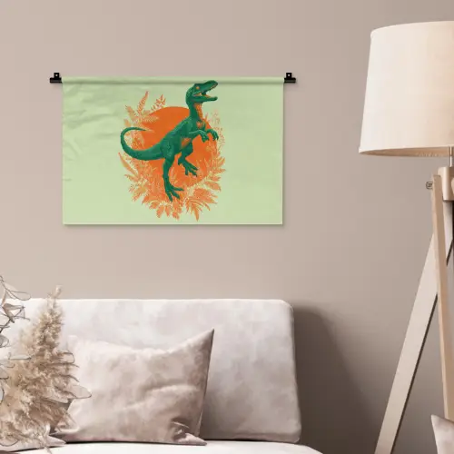 Dinosaurus - Groen - Planten - Cirkel Wandkleed katoen klein -sfeer4