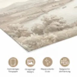 Rivierlandschap - Bergen - Natuur - Vintage - Beige poster papier klein -tcloseup_DE