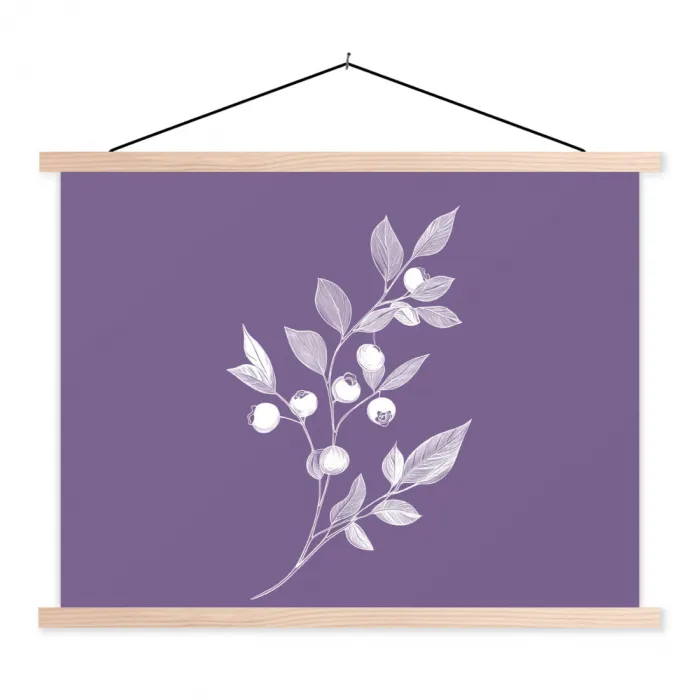 Tak - Sierlijk - Bladeren - Minimalistisch textielposter latten blank klein -3d