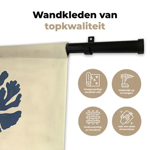 Blauw koraal - Vertakkingen - Beige Wandkleed katoen klein -sfeer2
